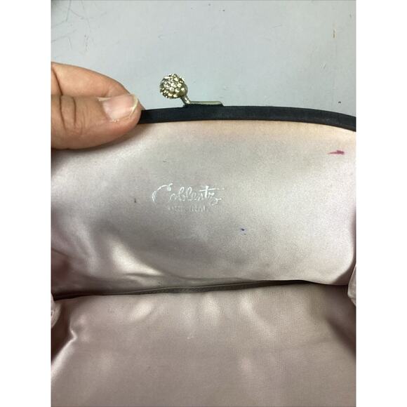 Vintage Coblentz Black Satin Clutch Purse Handbag - Picture 5 of 6